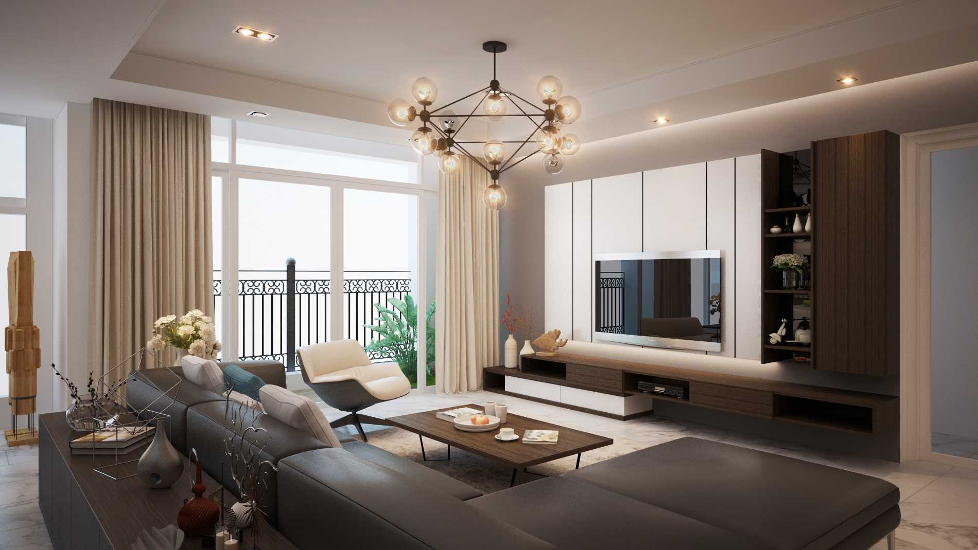 Phòng khách với nội thất gỗ và ánh sáng tự nhiên